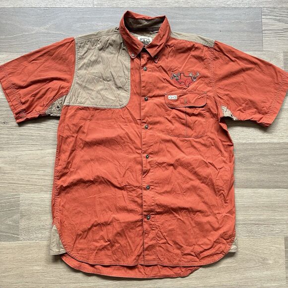 Game Guard Shirt Men Medium Shooting Right Hand Rust Orange Ranch Logo Cotton - Picture 1 of 7